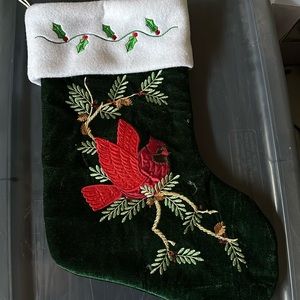 New velvet green christmas stocking